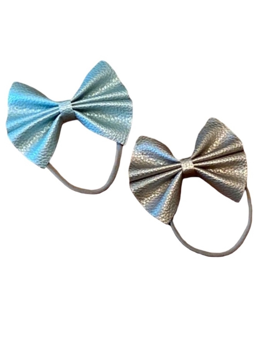 Faux Leather Headband Bows Baby Girl Set of 2